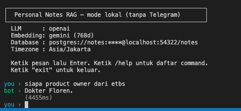 Personal Second Brain Telegram